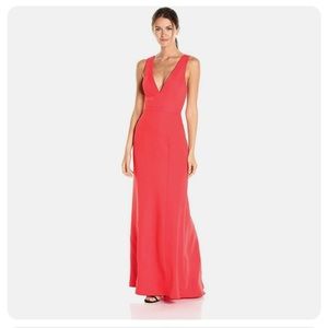 BCBGmaxazria Riva red gown V neck